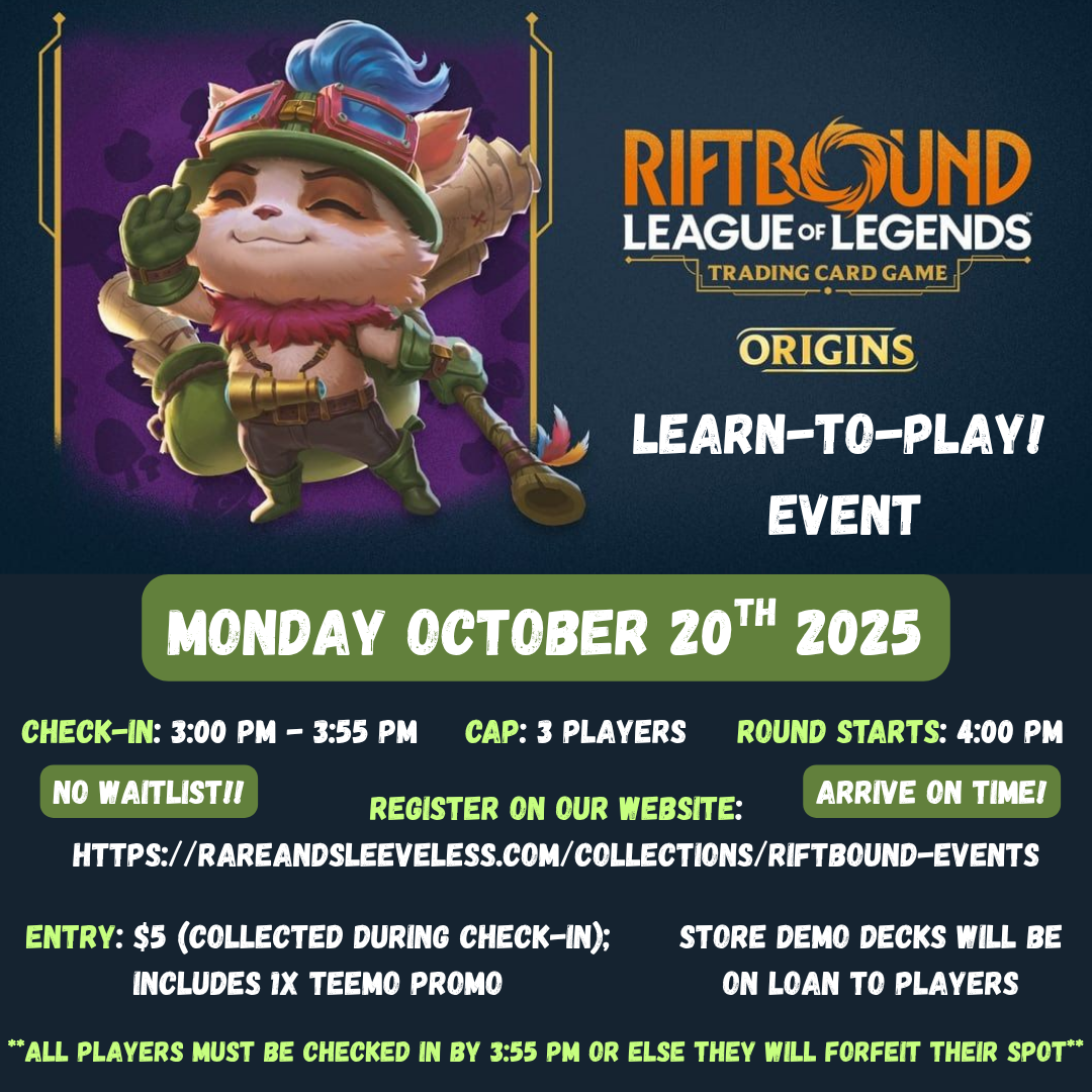 Learn-To-Play Event w/ Instructor Monday 10/20/25 4:00 PM - 5:00 PM