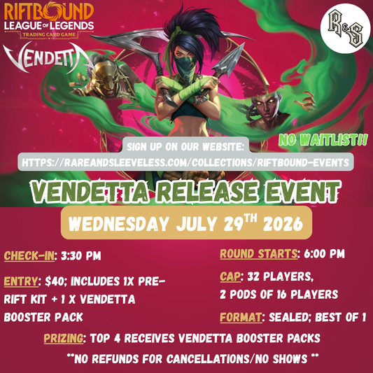 Vendetta Riftbound Rivals Riftbound Events – Rare and Sleeveless
